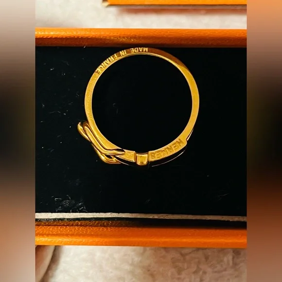 HERMES Gold Plated Belt Buckle Scarf Ring - Vintage - Picture 3 of 14